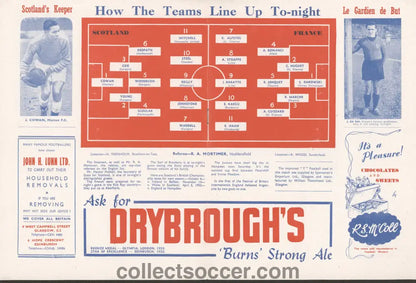1951 Scotland v France Official Programme