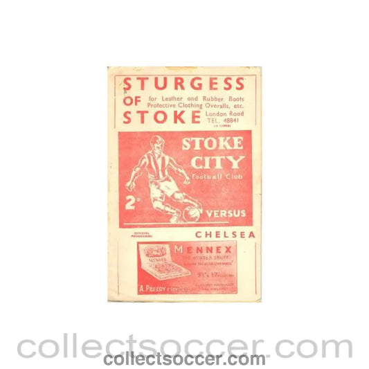 1951 - Stoke City vChelsea official programme Season 1951-1952
