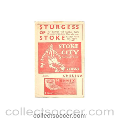 1951 - Stoke City vChelsea official programme Season 1951-1952