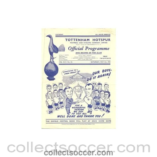 1951 - Tottenham Hotspur v Liverpool official programme 05/05/1951 Football League - Collect Soccer
