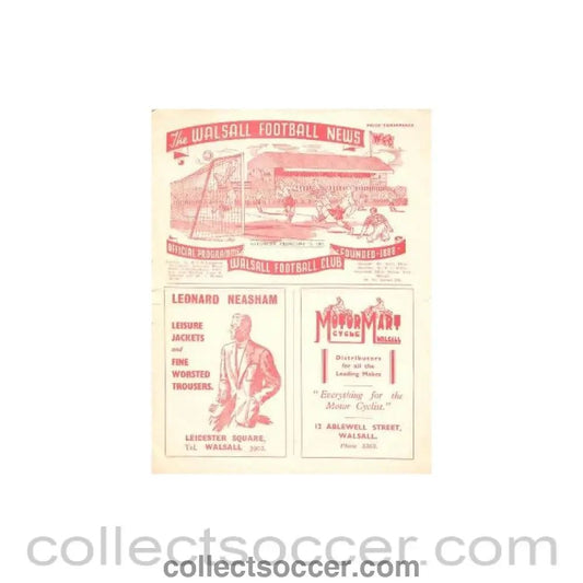 1951 - Walsall v Millwall official programme 17/02/1951 - Collect Soccer