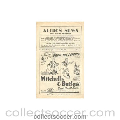 1951 - West Bromwich Albion vChelsea official programme 20/01/1951 - Collect Soccer