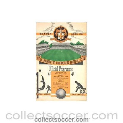 1951 - Wolverhampton Wanderers v Derby County official programme 22/08/1951 - Collect Soccer