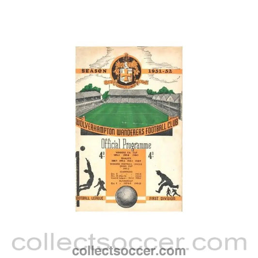 1951 - Wolverhampton Wanderers vChelsea official programme 22/09/1951 - Collect Soccer