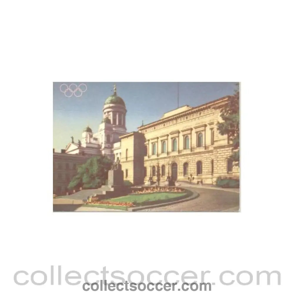 1952 15th Olympic Games in Helsinki Finland colour postcard featuring The Bank of Finland