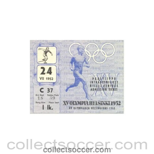 1952 - 15th Olympics Helsinki 1952 Ticket Athletics 24/07/1952