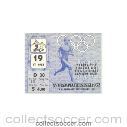 1952 - 15th Olympics Helsinki 1952 Ticket Football 19/07/1952 - Collect Soccer