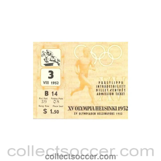 1952 - 15th Olympics Helsinki 1952 Ticket Horse Riding 03/08/1952