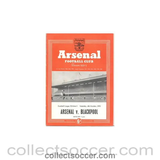 1952 - Arsenal v Blackpool official programme 04/10/1952