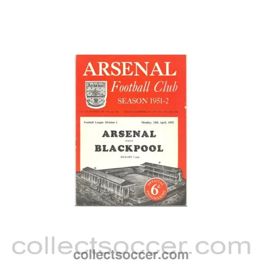 1952 - Arsenal v Blackpool official programme 14/04/1952