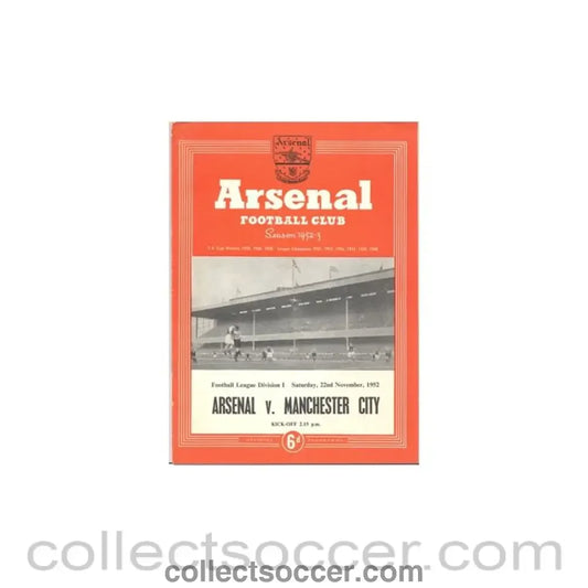1952 - Arsenal v Manchester City official programme 22/11/1952