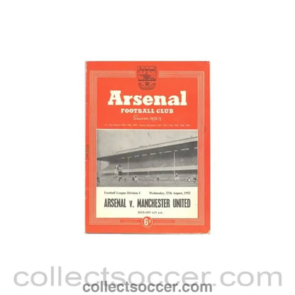 1952 - Arsenal v Manchester United official programme 27/08/1952 - Collect Soccer