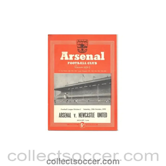 1952 - Arsenal v Newcastle United official programme 25/10/1952