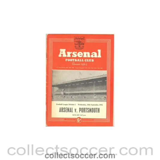 1952 - Arsenal v Portsmouth official programme 10/09/1952