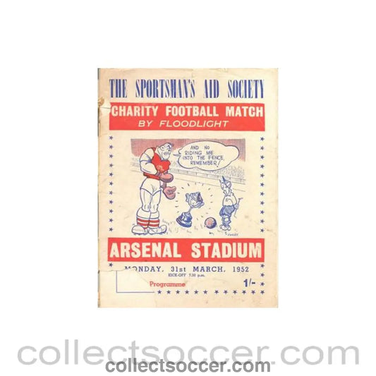 1952 - At Arsenal - Charity Football Match by Floodlight 31/03/1952