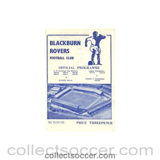 1952 - Blackburn Rovers v Huddersfield Town official programme 27/09/1952 - Collect Soccer