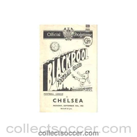 1952 - Blackpool v Chelsea official football programme 15/09/1952