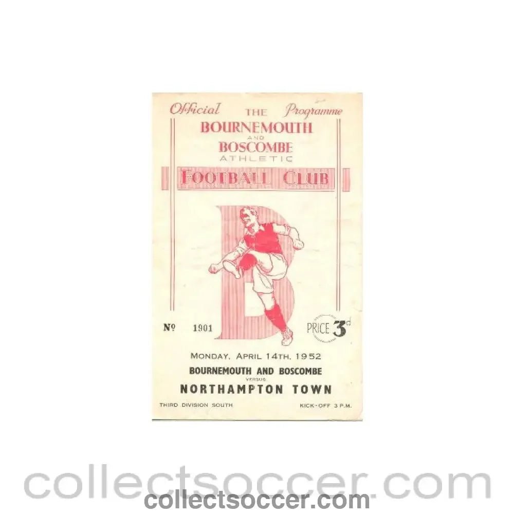 1952 - Bournemouth v Northampton official programme 14/04/1952 - Collect Soccer