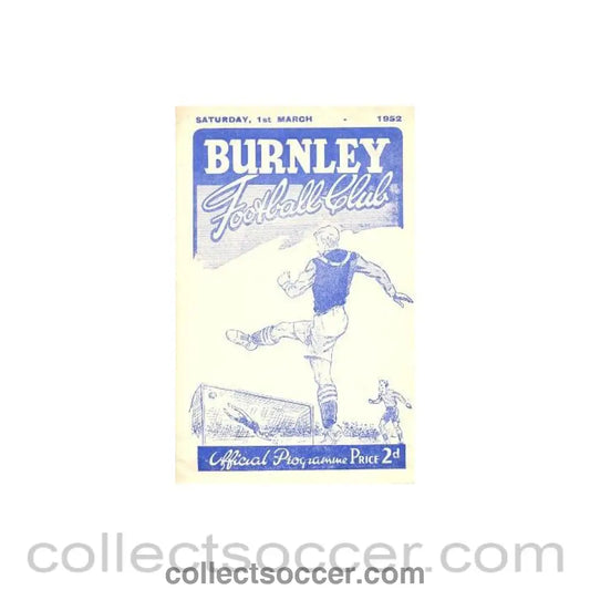 1952 - Burnley v Arsenal official programme 01/03/1952
