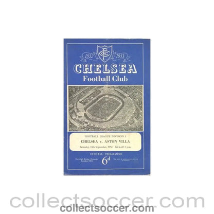 1952 - Chelsea v Aston Villa official programme 13/09/1952 - Collect Soccer
