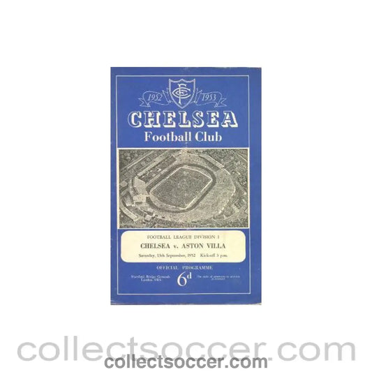 1952 - Chelsea v Aston Villa official programme 13/09/1952