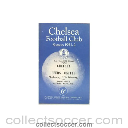 1952 - Chelsea v Leeds United official programme 27/02/1952