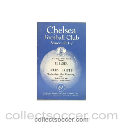 1952 - Chelsea v Leeds United official programme 27/02/1952 - Collect Soccer