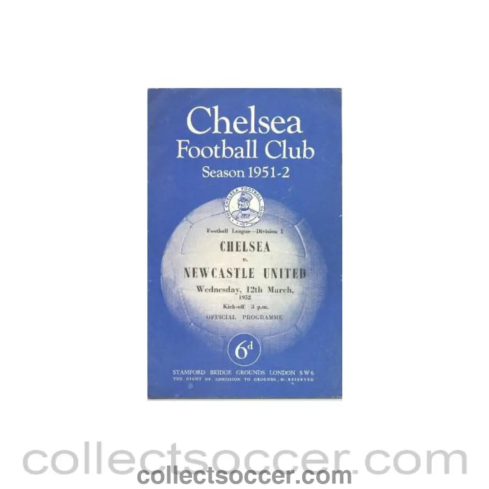 1952 - Chelsea v Newcastle official programme 12/03/1952
