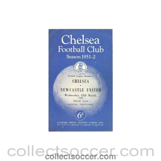 1952 - Chelsea v Newcastle official programme 12/03/1952