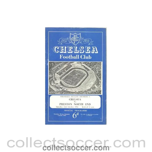 1952 - Chelsea v Preston North End official programme 11/10/1952