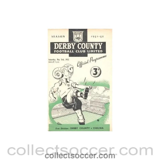1952 - Derby County vChelsea official programme 03/05/1952 - Collect Soccer