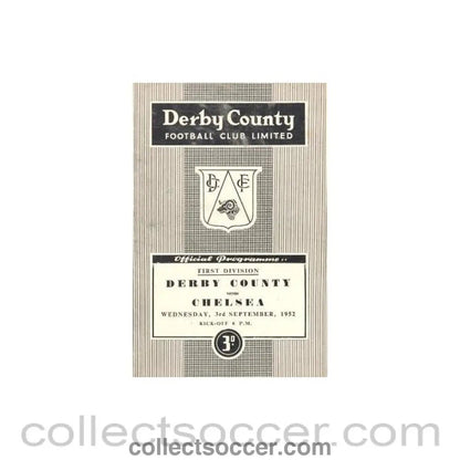 1952 - Derby County vChelsea official programme 03/09/1952 - Collect Soccer