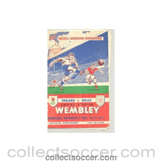 1952 England v Wales official programme 12/11/1952, half price - Collect Soccer