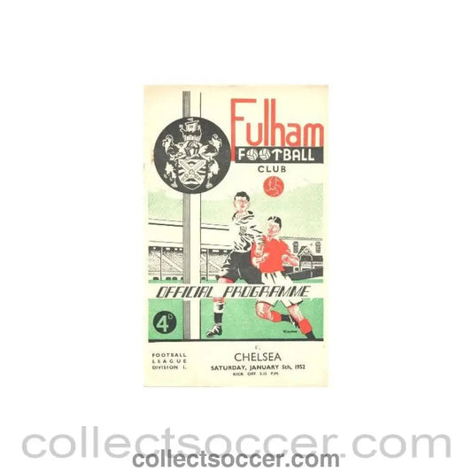 1952 - Fulham vChelsea official programme 05/01/1952 - Collect Soccer