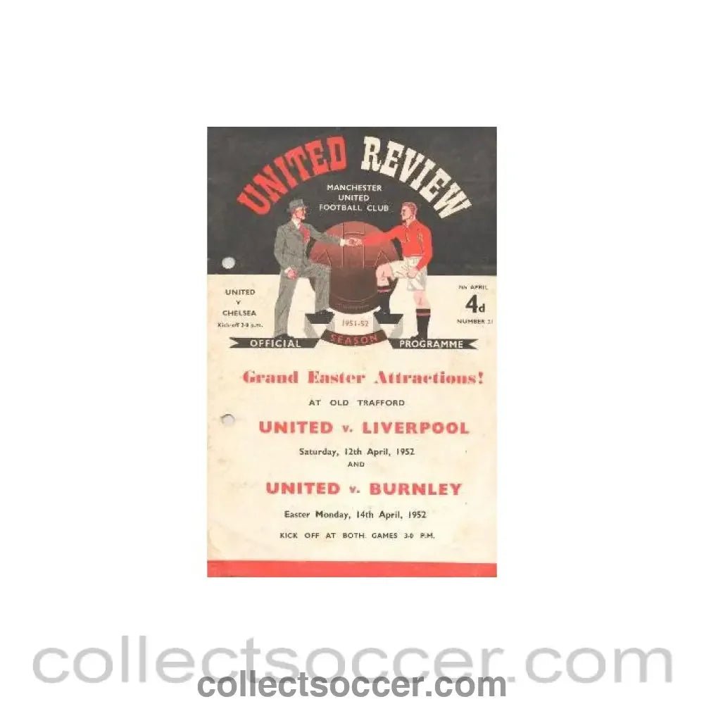 1952 - Manchester United v Chelsea official programme 07/04/1952 - Collect Soccer