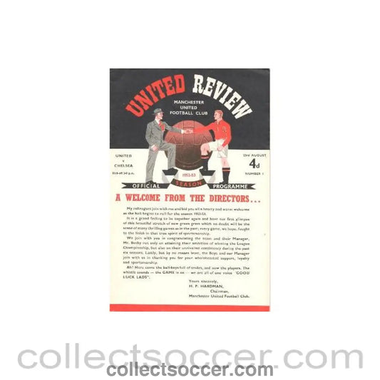 1952 - Manchester United v Chelsea official programme 23/08/1952