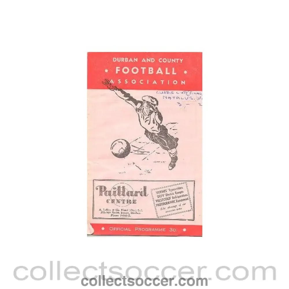 1952 Natal v South Western province, South Africa, Currie Cup Final 27/09/1952 - Collect Soccer