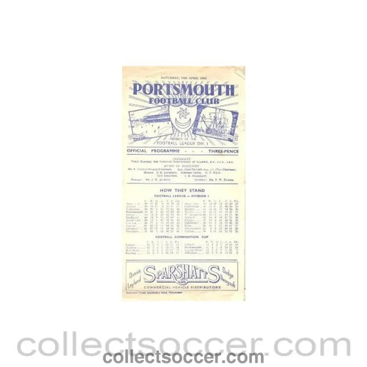 1952 - Portsmouth v Preston North End official programme 19/04/1952 - Collect Soccer