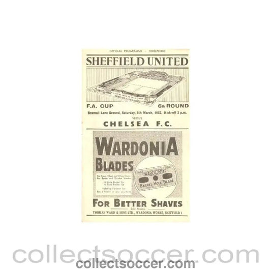 1952 - Sheffield United vChelsea official programme 08/03/1952 - Collect Soccer