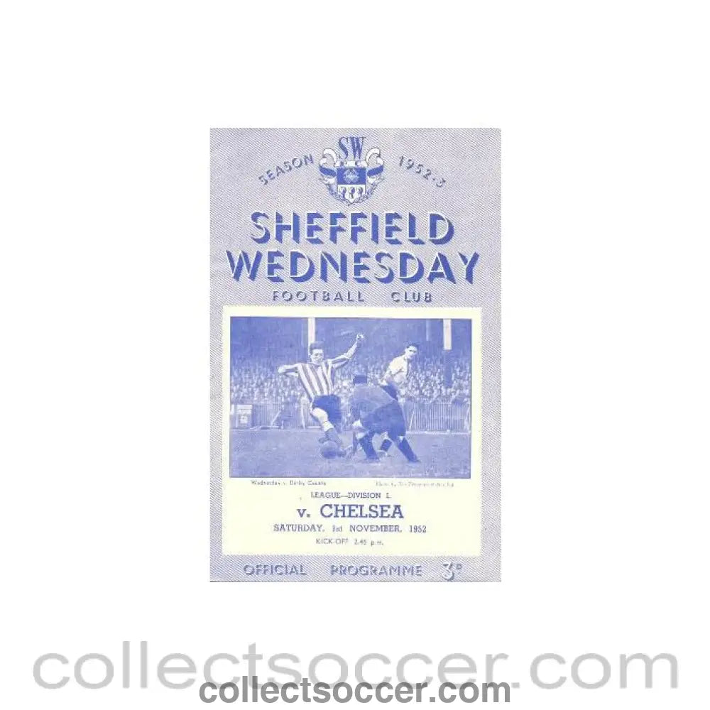 1952 - Sheffield Wednesday v Chelsea official football programme 01/11/1952