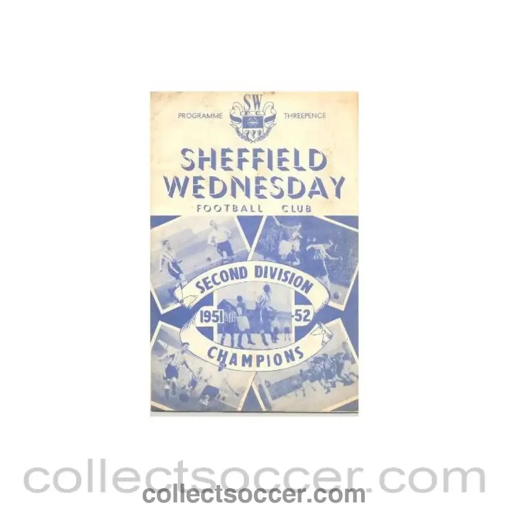 1952 - Sheffield Wednesday v West Ham United official programme 26/04/1952 Football League - Collect Soccer