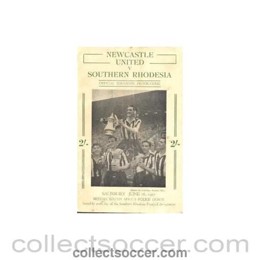 1952 - Southern Rhodesia v Newcastle United official programe 18/06/1952 - Collect Soccer