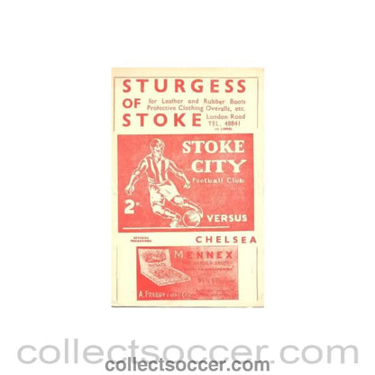 1952 - Stoke City vChelsea official programme 22/03/1952 - Collect Soccer