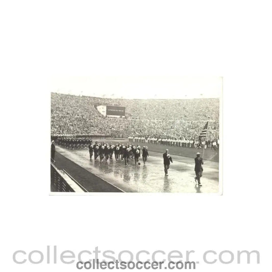 1952 XVth Olympiad Helsinki Finland official postcard featuring the group of the USA at the Opening Ceremony