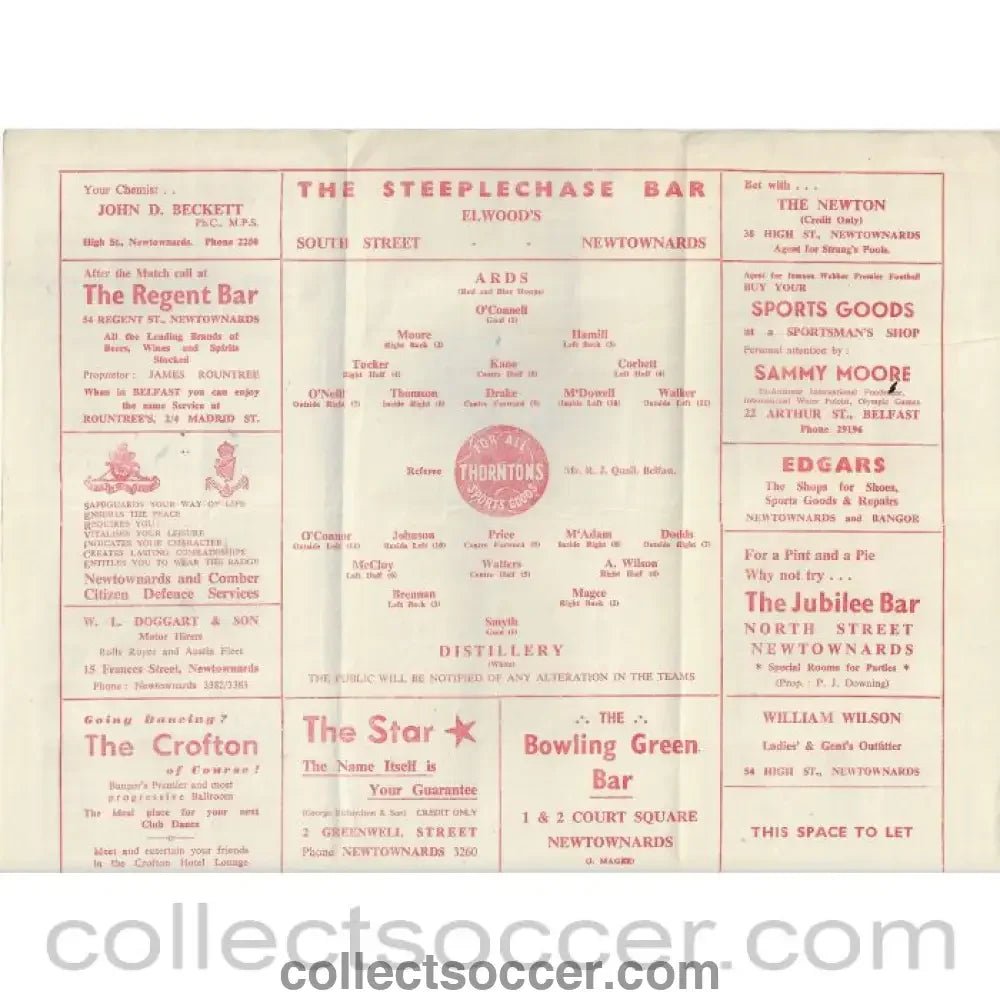 1953 - Ards v Distillery 28/2/1953 Football Programme - Collect Soccer