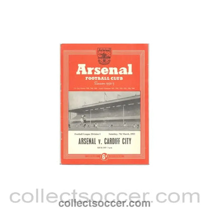 1953 - Arsenal v Cardiff City official programme 07/03/1953