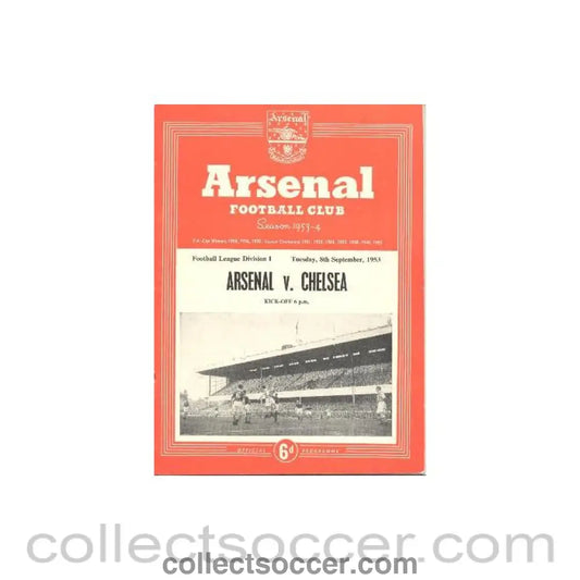1953 - Arsenal v Chelsea official programme 08/09/1953