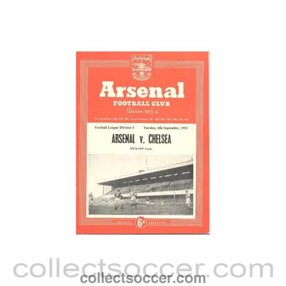 1953 - Arsenal v Chelsea official programme 08/09/1953 - Collect Soccer