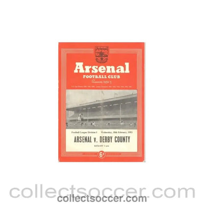 1953 - Arsenal v Derby County official programme 18/02/1953 - Collect Soccer