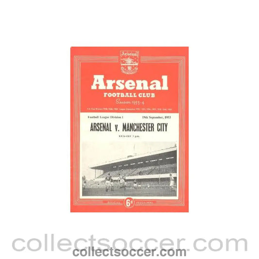 1953 - Arsenal v Manchester City official programme 19/09/1953